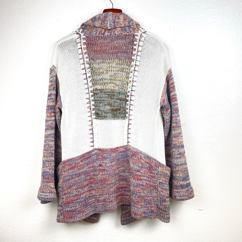 Vtg Cardigan Sz L Thick Cozy Grunge Boho Shawl Collar Southwestern Ranch Grandpa